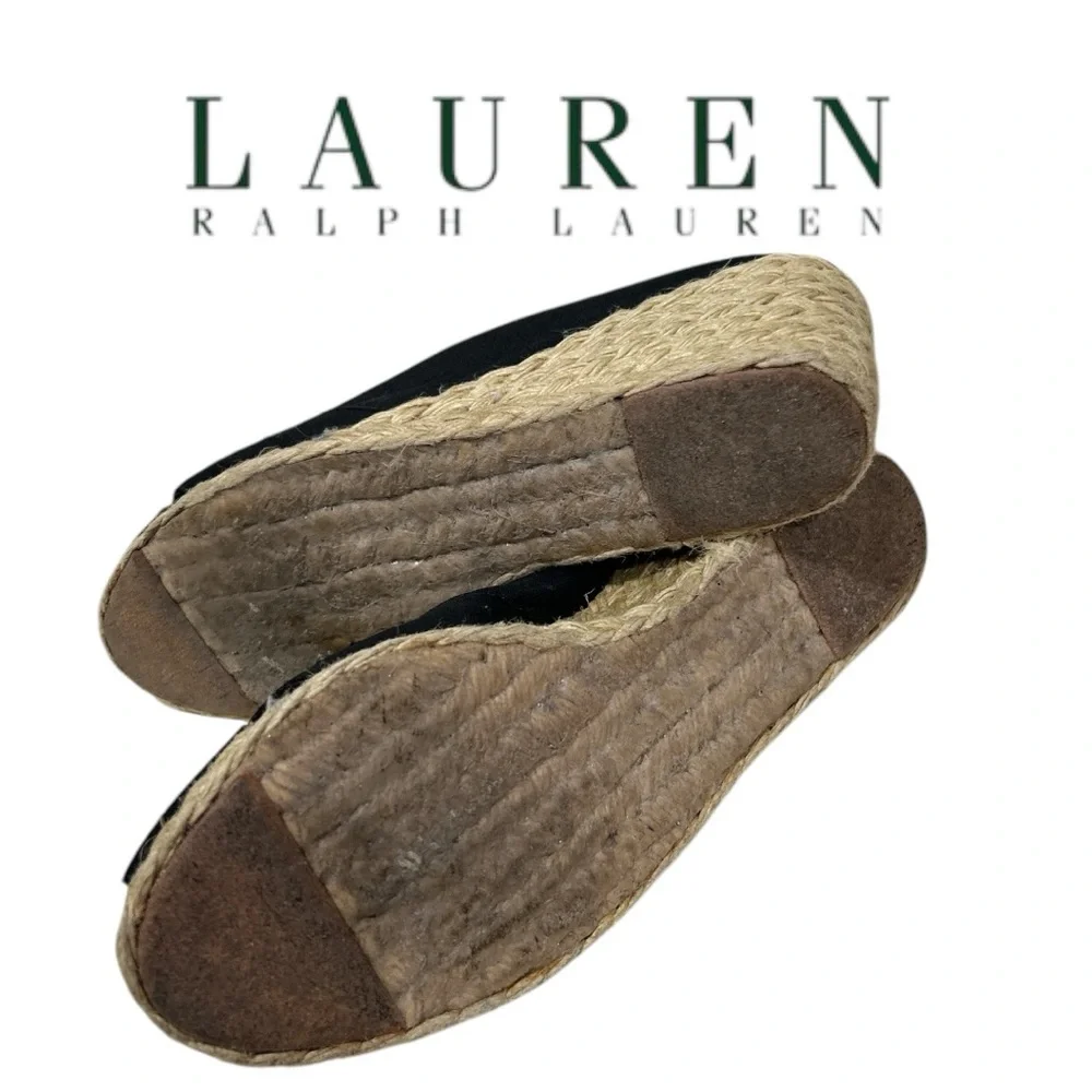 Lauren Ralph Lauren Black‎ Cecilia Wedge Espadrilles - Size 9B